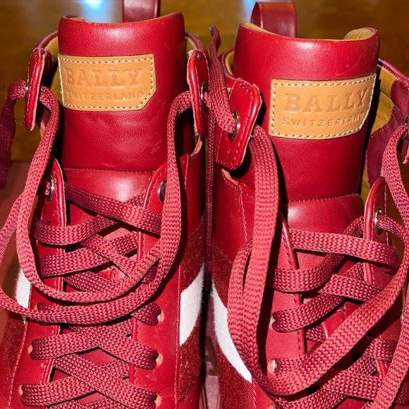 Bally Herndon /135 white striped high top sneakers in crimson red - Picture 3 of 10
